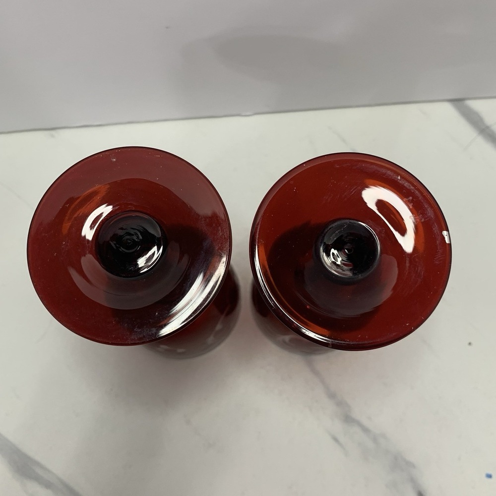 2–EGERMANN BOHEMIAN 3 RUBY RED CUT-TO-CLEAR WINE CLARET - Picture 5 of 8
